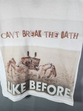 Hanes White Tag-Print Crewneck Tee - Like Before Band - Crab